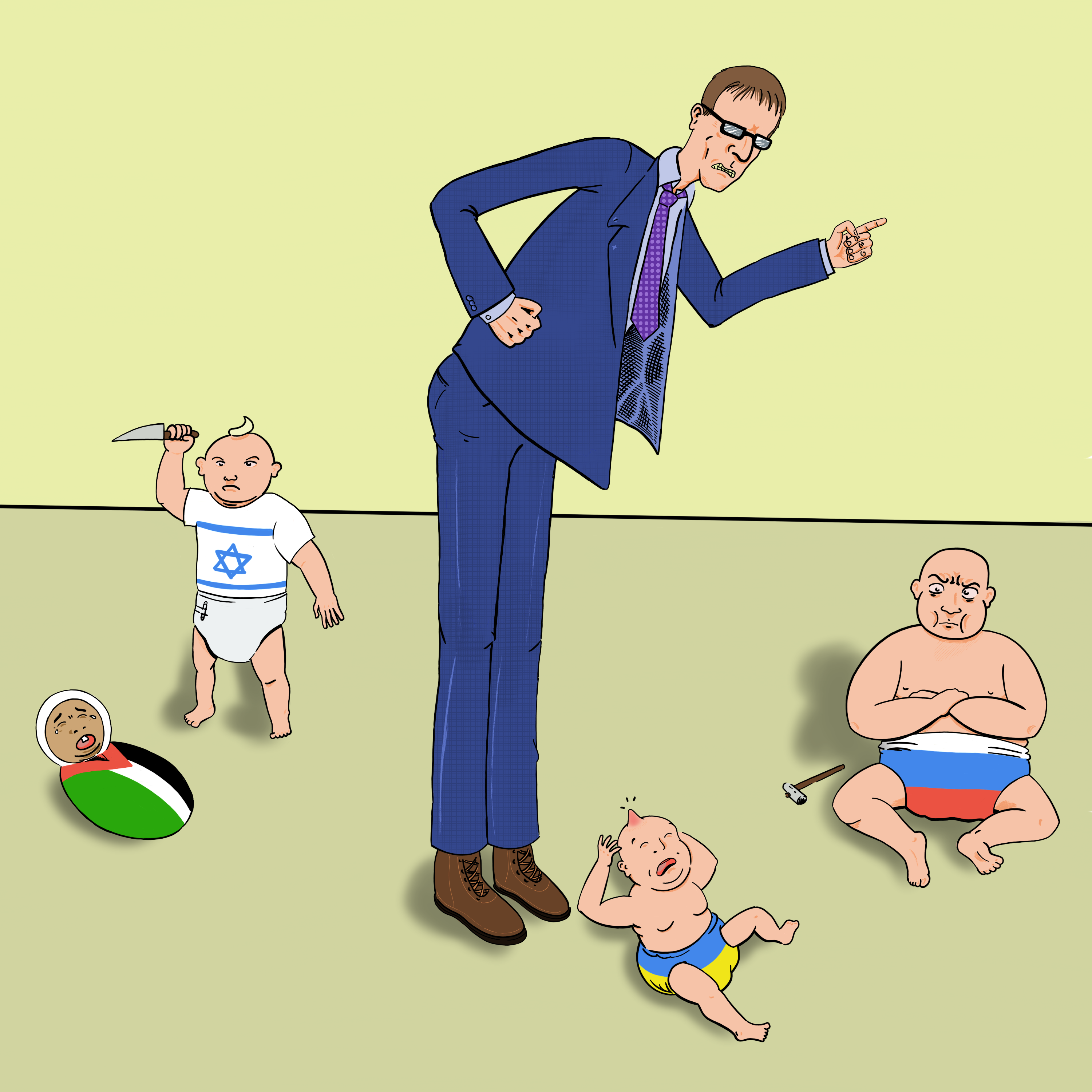 De rector heeft geen oog voor de misdaden van Israël, terwijl hij streng is tegen Rusland.